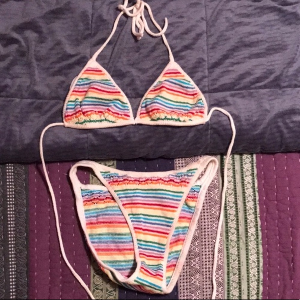 Vintage Rainbow Crochet Bikini